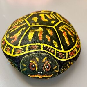 Handpainted turtle rock Artist J M Woolsey